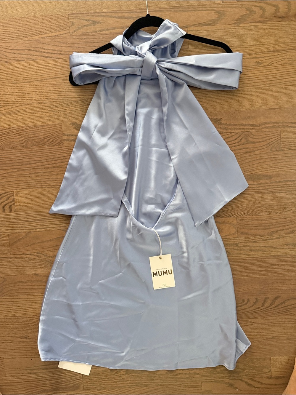 Show Me Your MuMu Light blue Lisa Mini satin backless Halter Dress - Picture 4 of 8